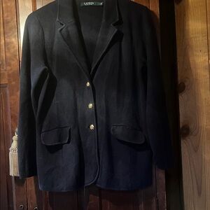 LAUREN RALPH LAUREN Women's Navy Knit Blazer Size L